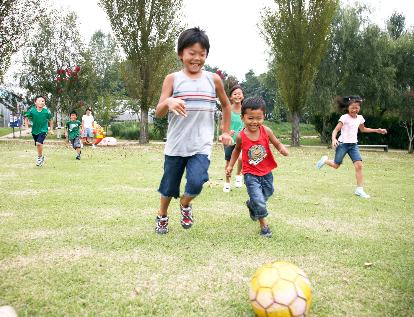 Japanese children playing soccer